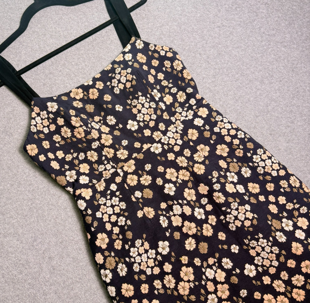 Maeve by Anthropologie Jacquard Navy Floral Mini Dress Women's US Size 2